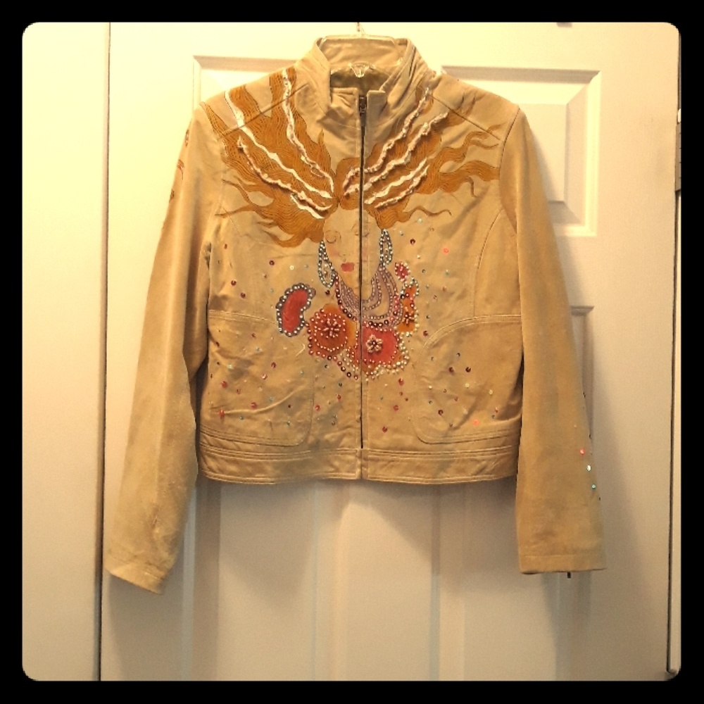Nicola Bekti Genuine Suede Embellished Jacket